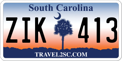 SC license plate ZIK413