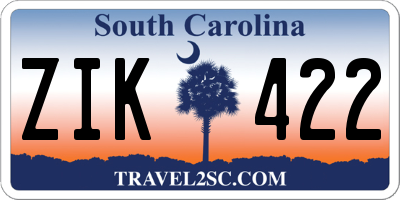 SC license plate ZIK422