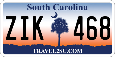 SC license plate ZIK468