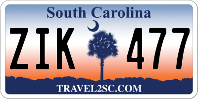 SC license plate ZIK477