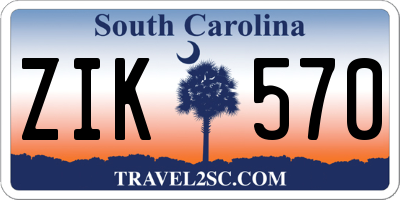 SC license plate ZIK570