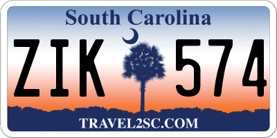 SC license plate ZIK574