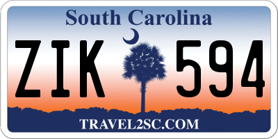 SC license plate ZIK594