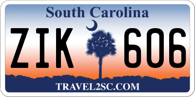 SC license plate ZIK606