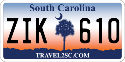 SC license plate ZIK610
