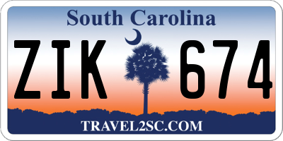 SC license plate ZIK674
