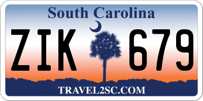 SC license plate ZIK679
