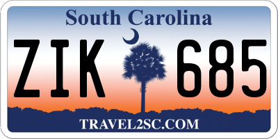 SC license plate ZIK685