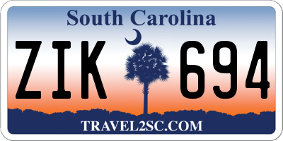 SC license plate ZIK694