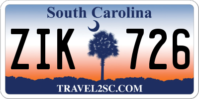 SC license plate ZIK726