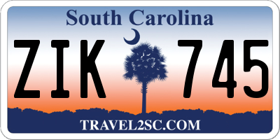 SC license plate ZIK745