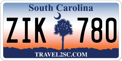 SC license plate ZIK780