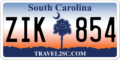 SC license plate ZIK854