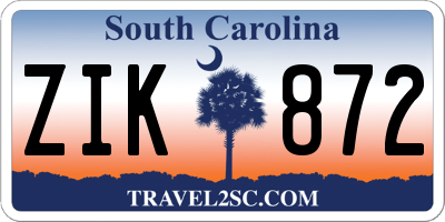 SC license plate ZIK872