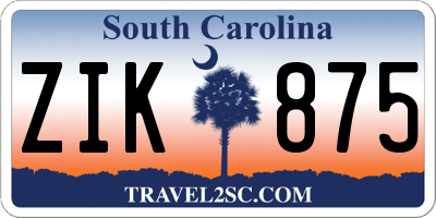 SC license plate ZIK875
