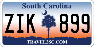 SC license plate ZIK899