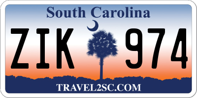 SC license plate ZIK974