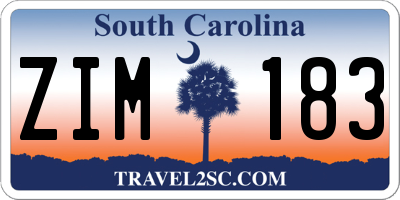 SC license plate ZIM183