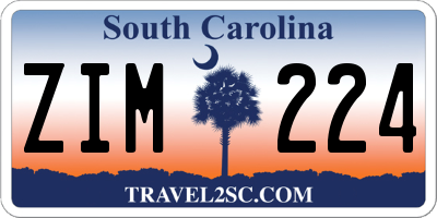 SC license plate ZIM224