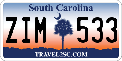SC license plate ZIM533