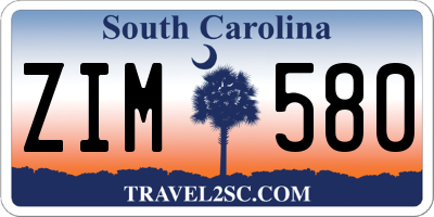 SC license plate ZIM580