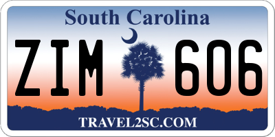 SC license plate ZIM606