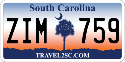 SC license plate ZIM759