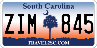 SC license plate ZIM845