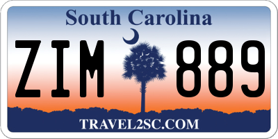 SC license plate ZIM889
