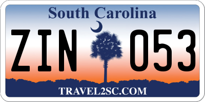 SC license plate ZIN053