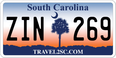 SC license plate ZIN269