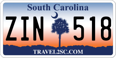 SC license plate ZIN518