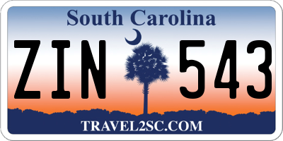 SC license plate ZIN543