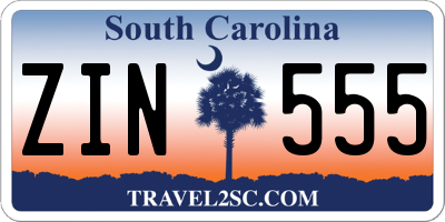 SC license plate ZIN555