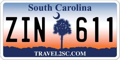SC license plate ZIN611