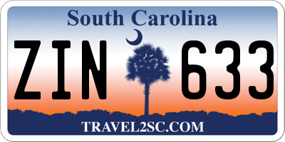 SC license plate ZIN633