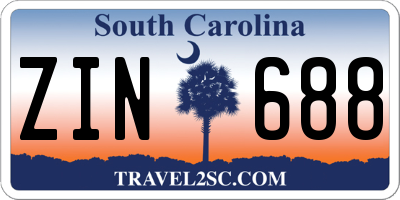 SC license plate ZIN688