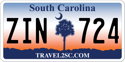 SC license plate ZIN724
