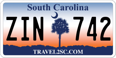 SC license plate ZIN742