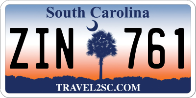 SC license plate ZIN761