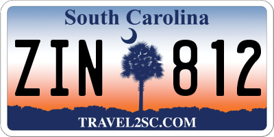 SC license plate ZIN812