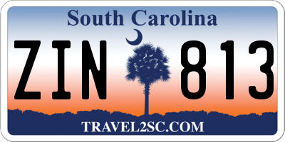 SC license plate ZIN813