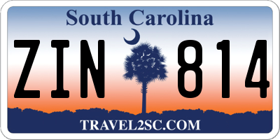 SC license plate ZIN814