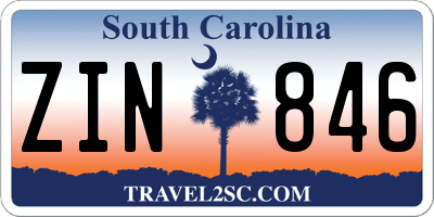 SC license plate ZIN846