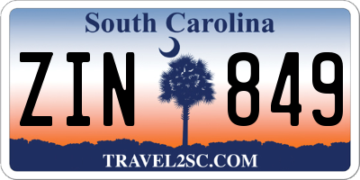 SC license plate ZIN849