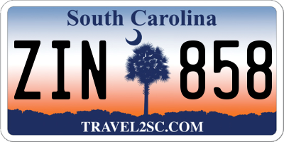 SC license plate ZIN858