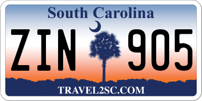 SC license plate ZIN905
