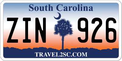 SC license plate ZIN926