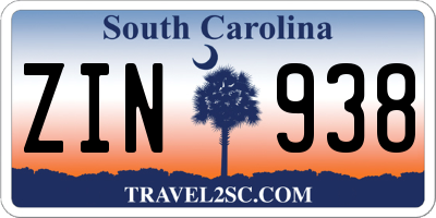 SC license plate ZIN938