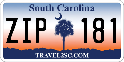 SC license plate ZIP181